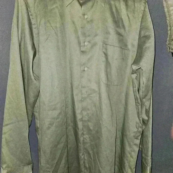 Geoffrey Beene Mens Long Sleeve Green Dress Shirt Size L - Picture 4 of 12